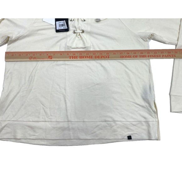 WOMEN'S PEACH SHAFER HOODIE TOPS NWT - SIZE L - CREAM WHITE COLOR NEW - Picture 10 of 12